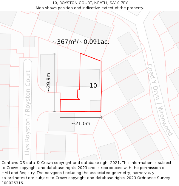 10, ROYSTON COURT, NEATH, SA10 7PY: Plot and title map