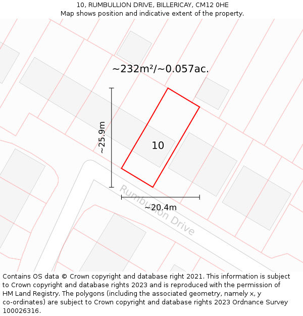 10, RUMBULLION DRIVE, BILLERICAY, CM12 0HE: Plot and title map