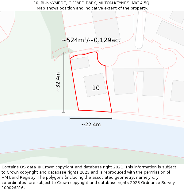 10, RUNNYMEDE, GIFFARD PARK, MILTON KEYNES, MK14 5QL: Plot and title map