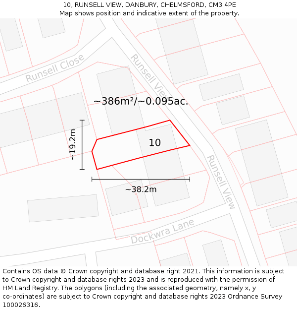 10, RUNSELL VIEW, DANBURY, CHELMSFORD, CM3 4PE: Plot and title map