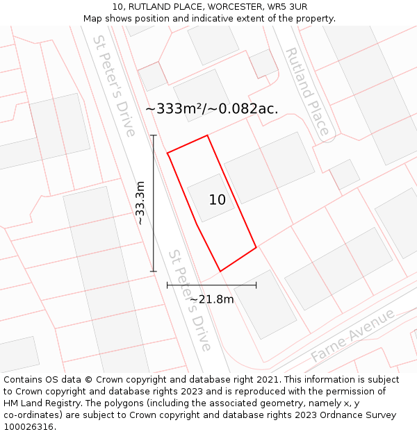 10, RUTLAND PLACE, WORCESTER, WR5 3UR: Plot and title map