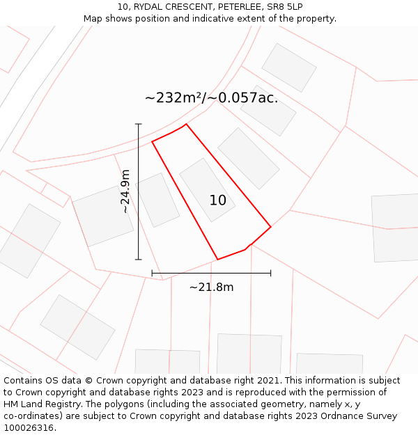 10, RYDAL CRESCENT, PETERLEE, SR8 5LP: Plot and title map
