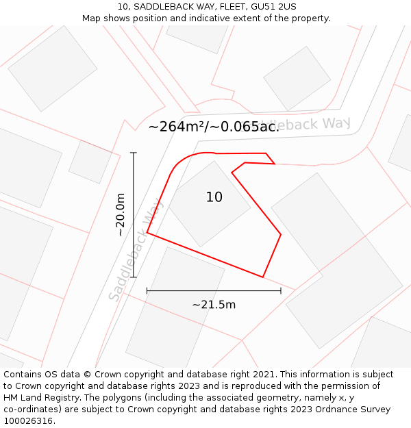 10, SADDLEBACK WAY, FLEET, GU51 2US: Plot and title map