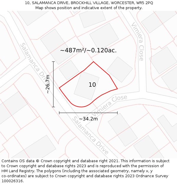 10, SALAMANCA DRIVE, BROCKHILL VILLAGE, WORCESTER, WR5 2PQ: Plot and title map