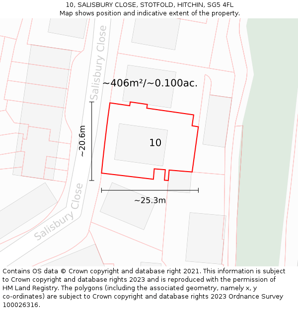 10, SALISBURY CLOSE, STOTFOLD, HITCHIN, SG5 4FL: Plot and title map