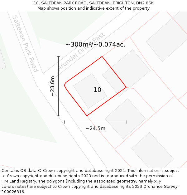 10, SALTDEAN PARK ROAD, SALTDEAN, BRIGHTON, BN2 8SN: Plot and title map