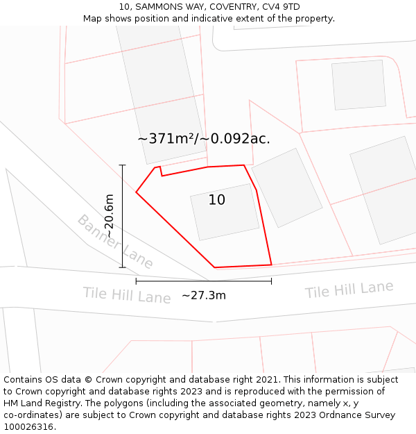 10, SAMMONS WAY, COVENTRY, CV4 9TD: Plot and title map