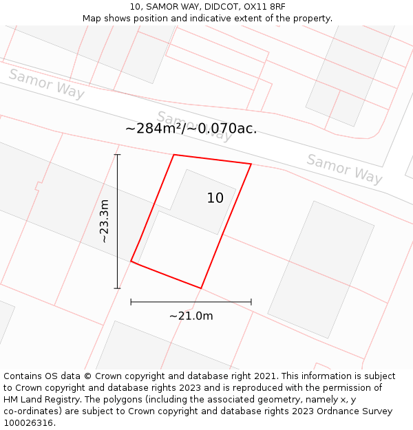 10, SAMOR WAY, DIDCOT, OX11 8RF: Plot and title map