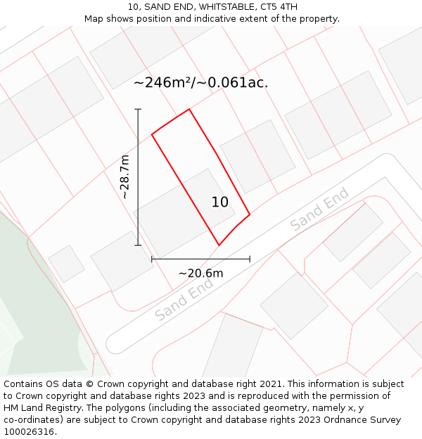 10, SAND END, WHITSTABLE, CT5 4TH: Plot and title map