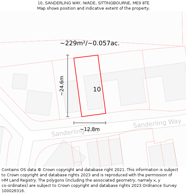 10, SANDERLING WAY, IWADE, SITTINGBOURNE, ME9 8TE: Plot and title map
