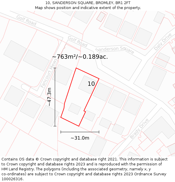 10, SANDERSON SQUARE, BROMLEY, BR1 2FT: Plot and title map