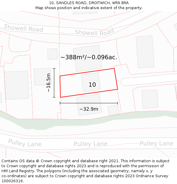 10, SANDLES ROAD, DROITWICH, WR9 8RA: Plot and title map
