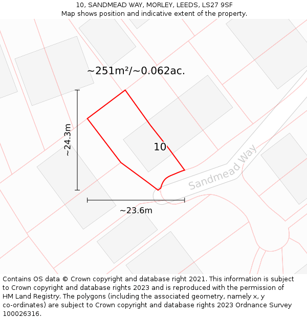 10, SANDMEAD WAY, MORLEY, LEEDS, LS27 9SF: Plot and title map