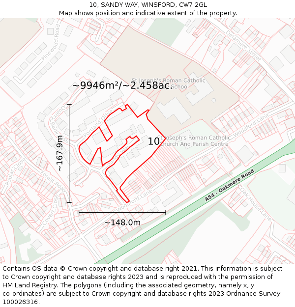10, SANDY WAY, WINSFORD, CW7 2GL: Plot and title map