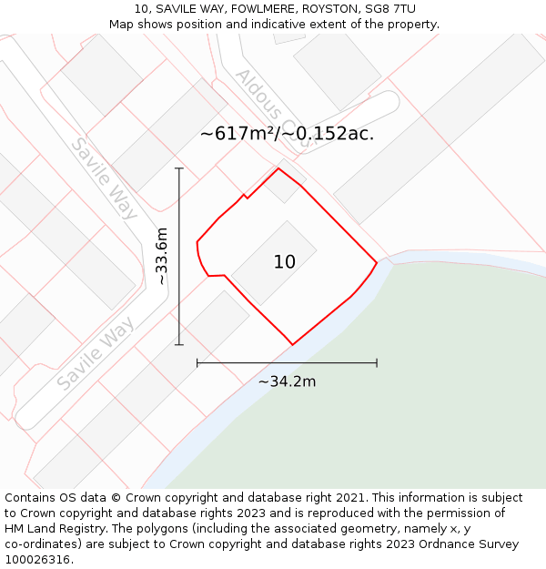 10, SAVILE WAY, FOWLMERE, ROYSTON, SG8 7TU: Plot and title map