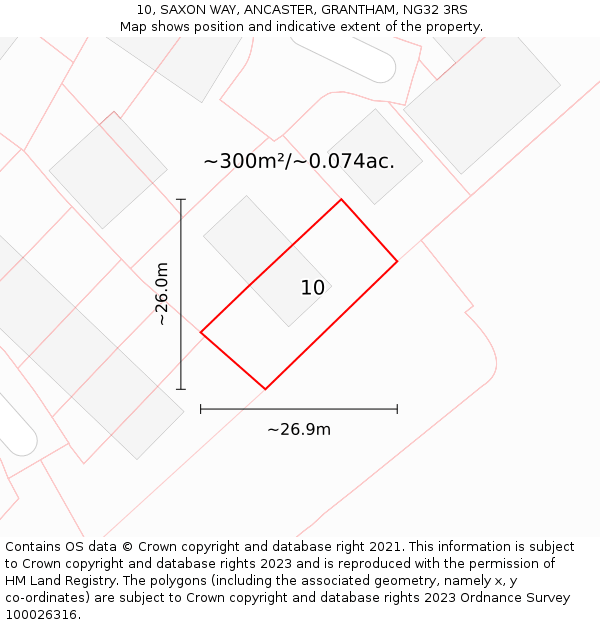 10, SAXON WAY, ANCASTER, GRANTHAM, NG32 3RS: Plot and title map