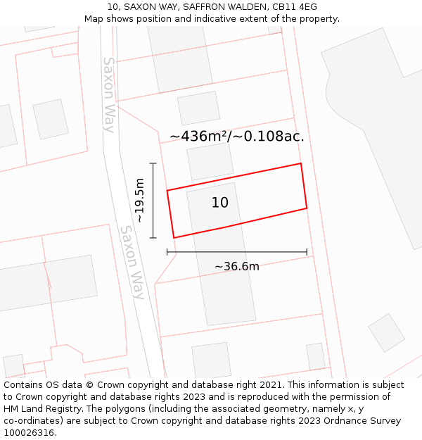 10, SAXON WAY, SAFFRON WALDEN, CB11 4EG: Plot and title map