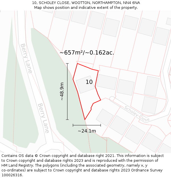 10, SCHOLEY CLOSE, WOOTTON, NORTHAMPTON, NN4 6NA: Plot and title map