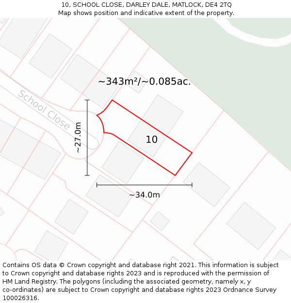 10, SCHOOL CLOSE, DARLEY DALE, MATLOCK, DE4 2TQ: Plot and title map