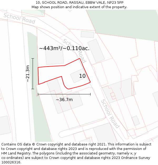 10, SCHOOL ROAD, RASSAU, EBBW VALE, NP23 5PP: Plot and title map