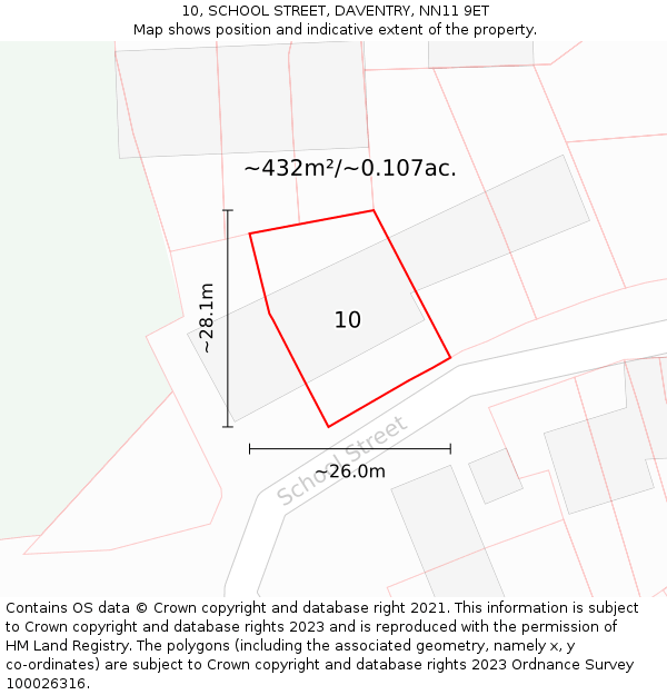 10, SCHOOL STREET, DAVENTRY, NN11 9ET: Plot and title map