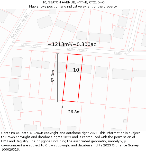 10, SEATON AVENUE, HYTHE, CT21 5HQ: Plot and title map
