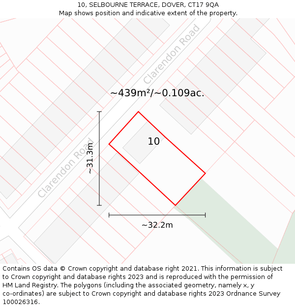 10, SELBOURNE TERRACE, DOVER, CT17 9QA: Plot and title map