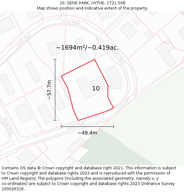 10, SENE PARK, HYTHE, CT21 5XB: Plot and title map
