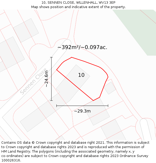 10, SENNEN CLOSE, WILLENHALL, WV13 3EP: Plot and title map