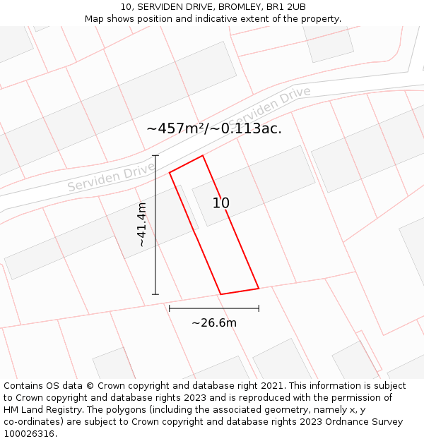 10, SERVIDEN DRIVE, BROMLEY, BR1 2UB: Plot and title map