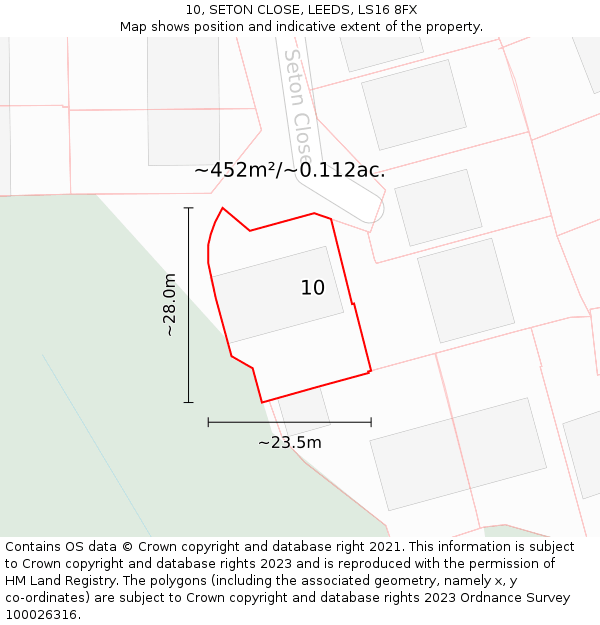 10, SETON CLOSE, LEEDS, LS16 8FX: Plot and title map