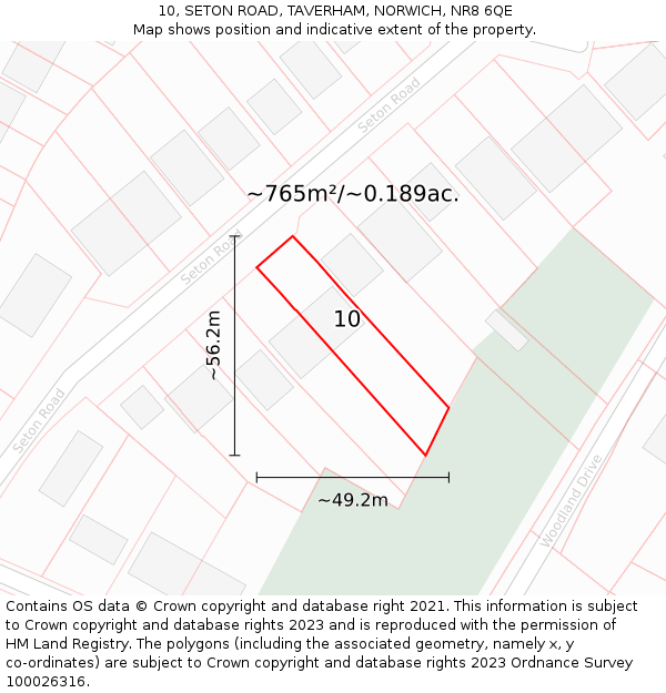 10, SETON ROAD, TAVERHAM, NORWICH, NR8 6QE: Plot and title map