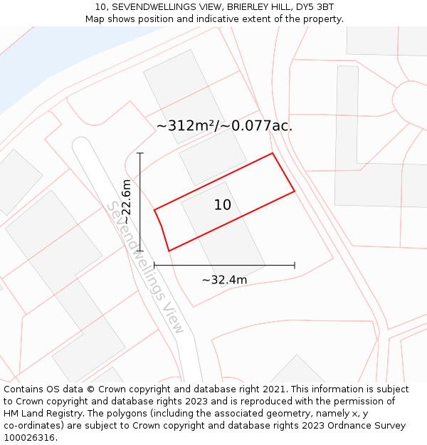 10, SEVENDWELLINGS VIEW, BRIERLEY HILL, DY5 3BT: Plot and title map
