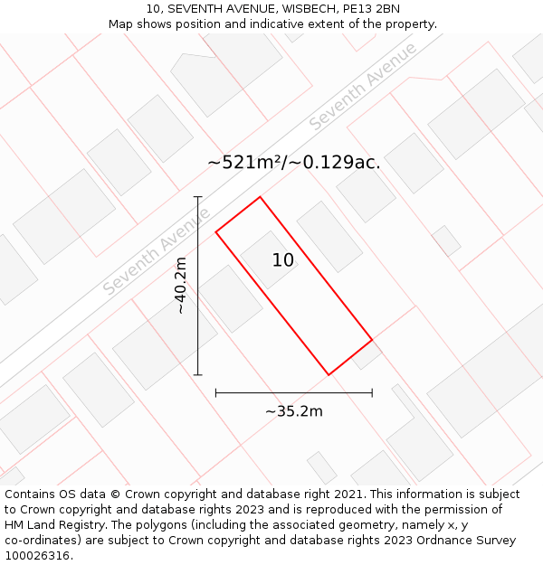 10, SEVENTH AVENUE, WISBECH, PE13 2BN: Plot and title map