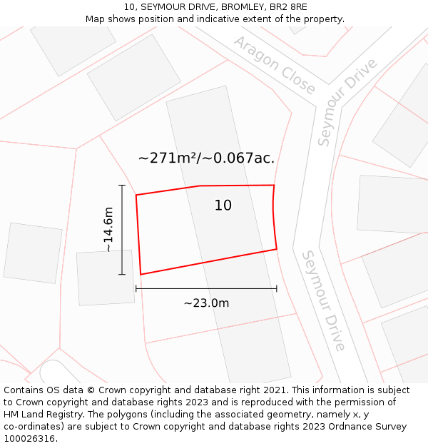 10, SEYMOUR DRIVE, BROMLEY, BR2 8RE: Plot and title map