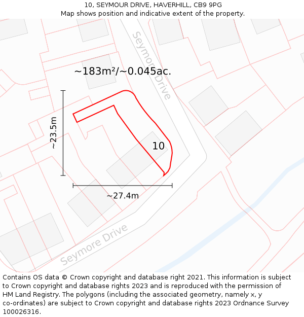 10, SEYMOUR DRIVE, HAVERHILL, CB9 9PG: Plot and title map