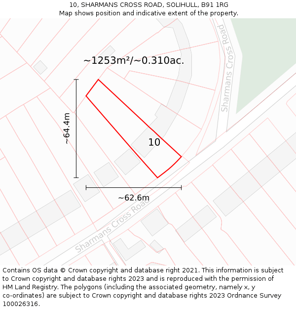 10, SHARMANS CROSS ROAD, SOLIHULL, B91 1RG: Plot and title map