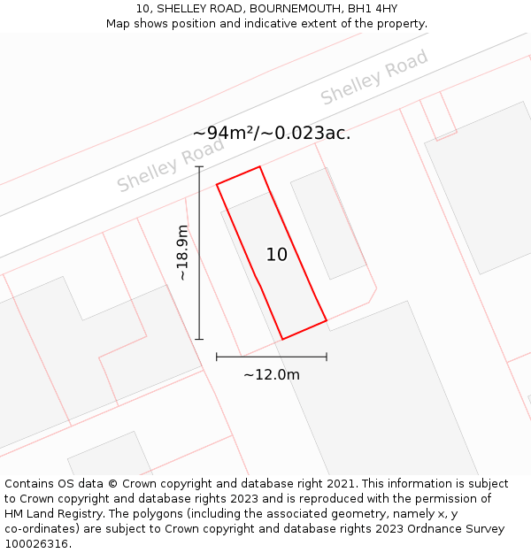 10, SHELLEY ROAD, BOURNEMOUTH, BH1 4HY: Plot and title map