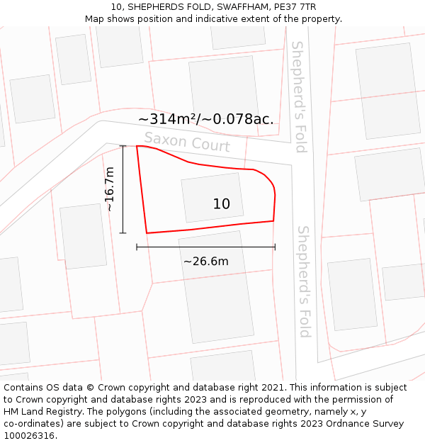 10, SHEPHERDS FOLD, SWAFFHAM, PE37 7TR: Plot and title map