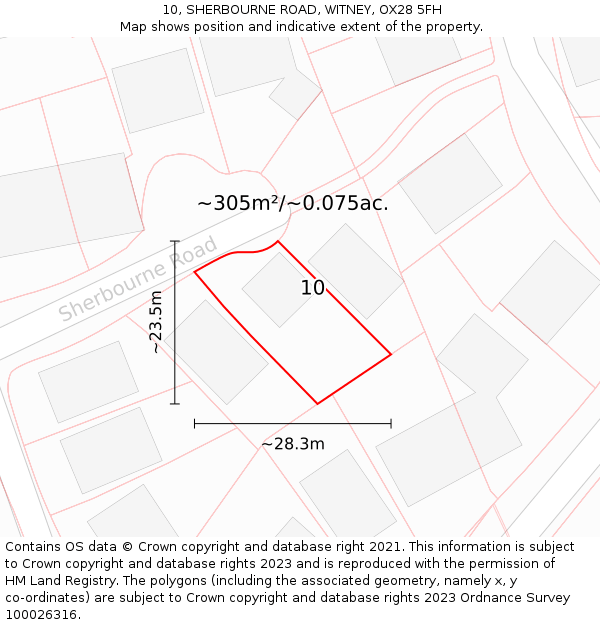 10, SHERBOURNE ROAD, WITNEY, OX28 5FH: Plot and title map