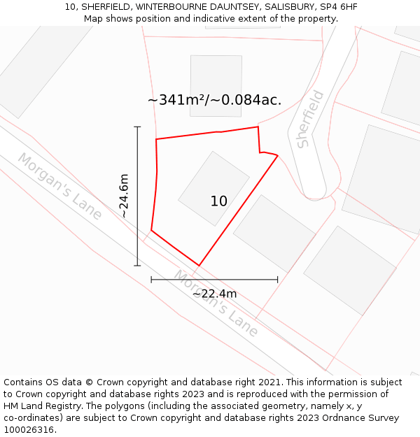 10, SHERFIELD, WINTERBOURNE DAUNTSEY, SALISBURY, SP4 6HF: Plot and title map