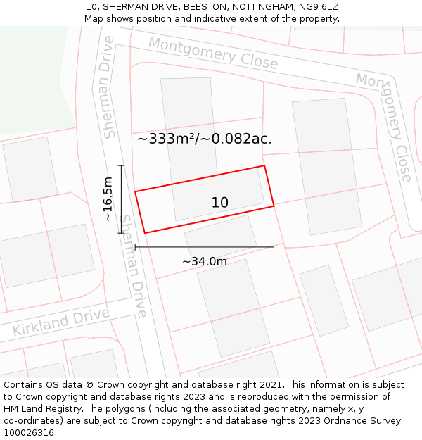 10, SHERMAN DRIVE, BEESTON, NOTTINGHAM, NG9 6LZ: Plot and title map