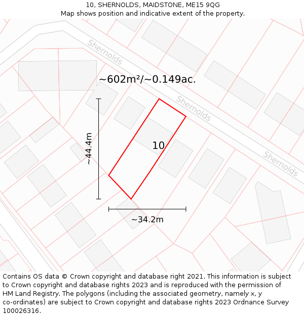 10, SHERNOLDS, MAIDSTONE, ME15 9QG: Plot and title map