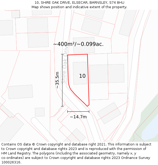 10, SHIRE OAK DRIVE, ELSECAR, BARNSLEY, S74 8HU: Plot and title map