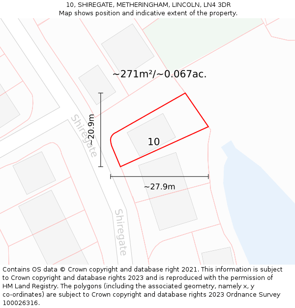10, SHIREGATE, METHERINGHAM, LINCOLN, LN4 3DR: Plot and title map
