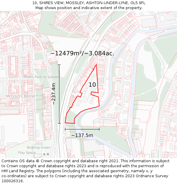 10, SHIRES VIEW, MOSSLEY, ASHTON-UNDER-LYNE, OL5 9FL: Plot and title map