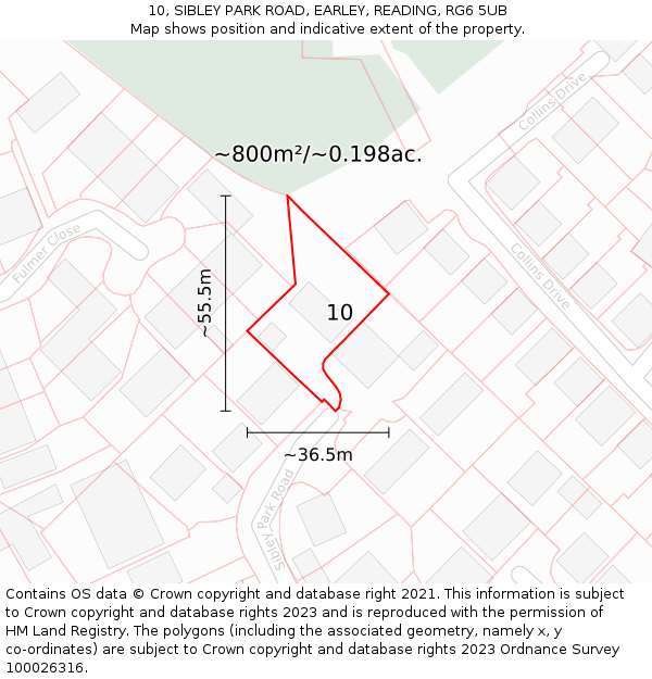 10, SIBLEY PARK ROAD, EARLEY, READING, RG6 5UB: Plot and title map