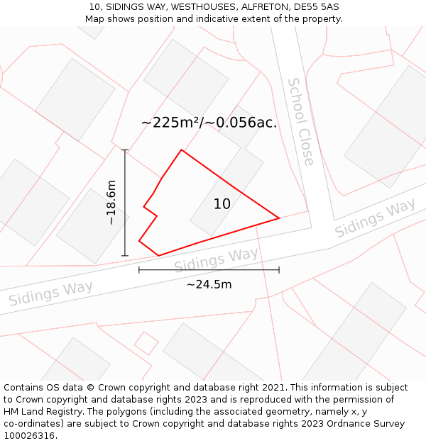 10, SIDINGS WAY, WESTHOUSES, ALFRETON, DE55 5AS: Plot and title map