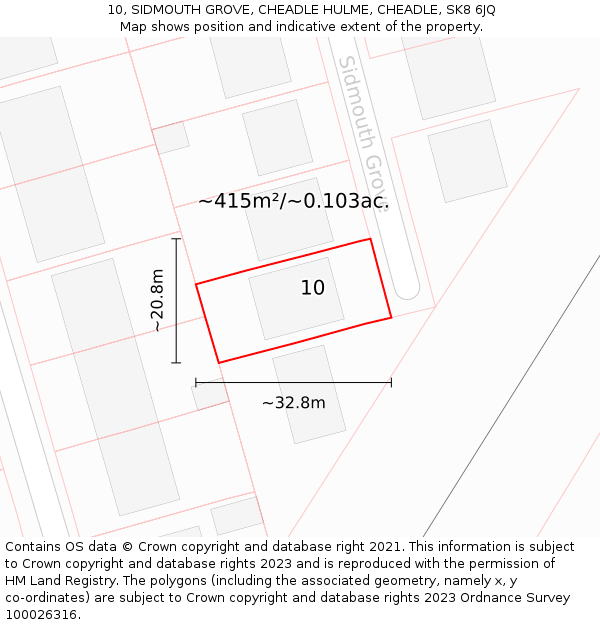 10, SIDMOUTH GROVE, CHEADLE HULME, CHEADLE, SK8 6JQ: Plot and title map