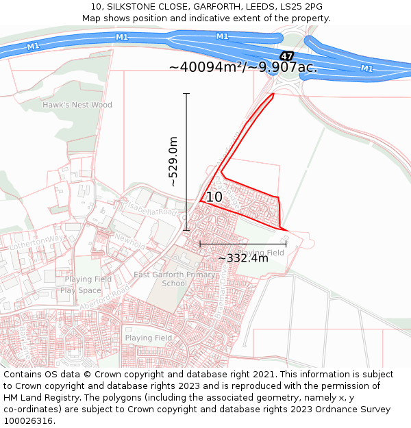 10, SILKSTONE CLOSE, GARFORTH, LEEDS, LS25 2PG: Plot and title map